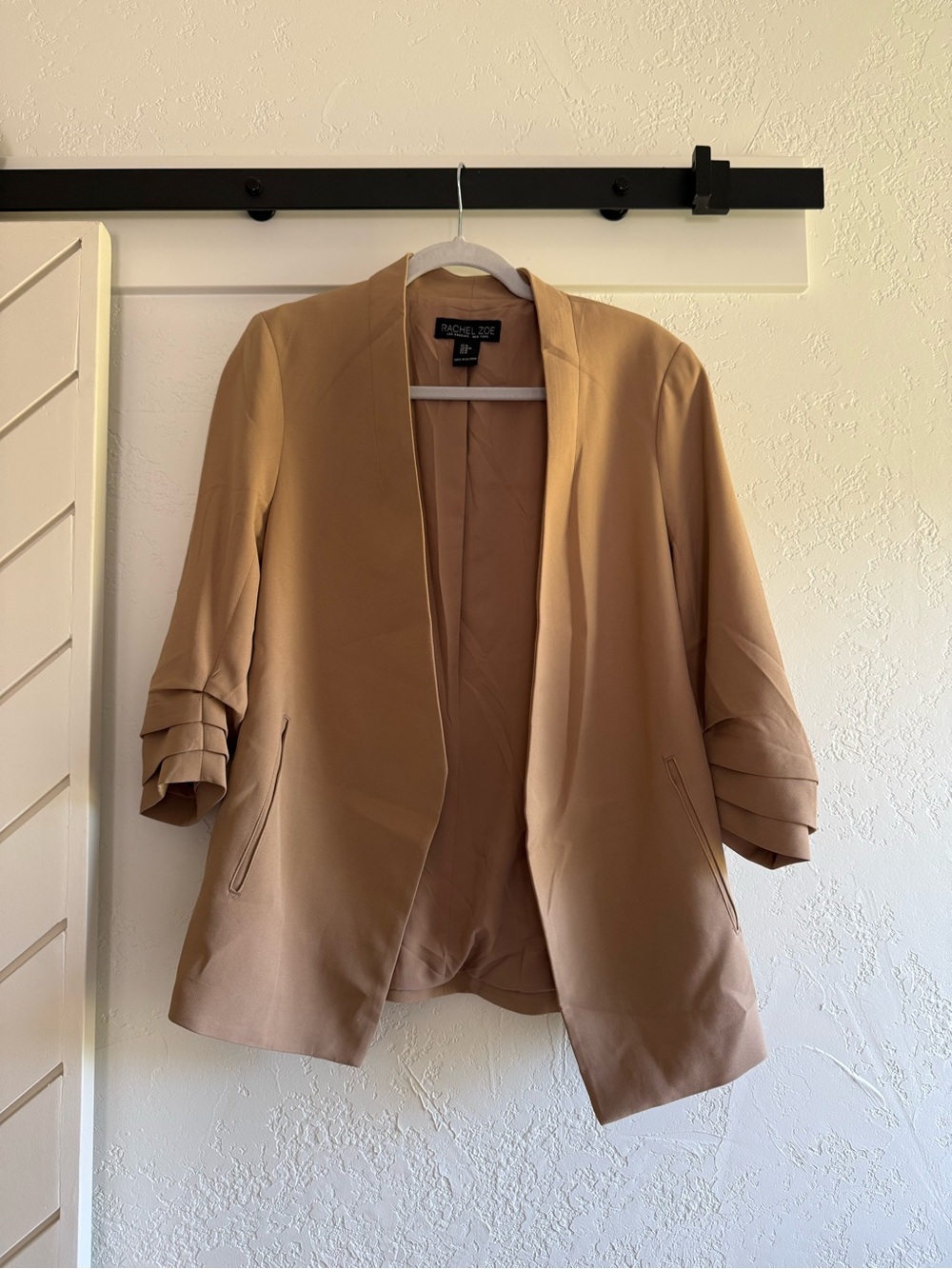 Rachel Zoe Camel Tan Open-Front Blazer with Layered 3/4 Sleeves